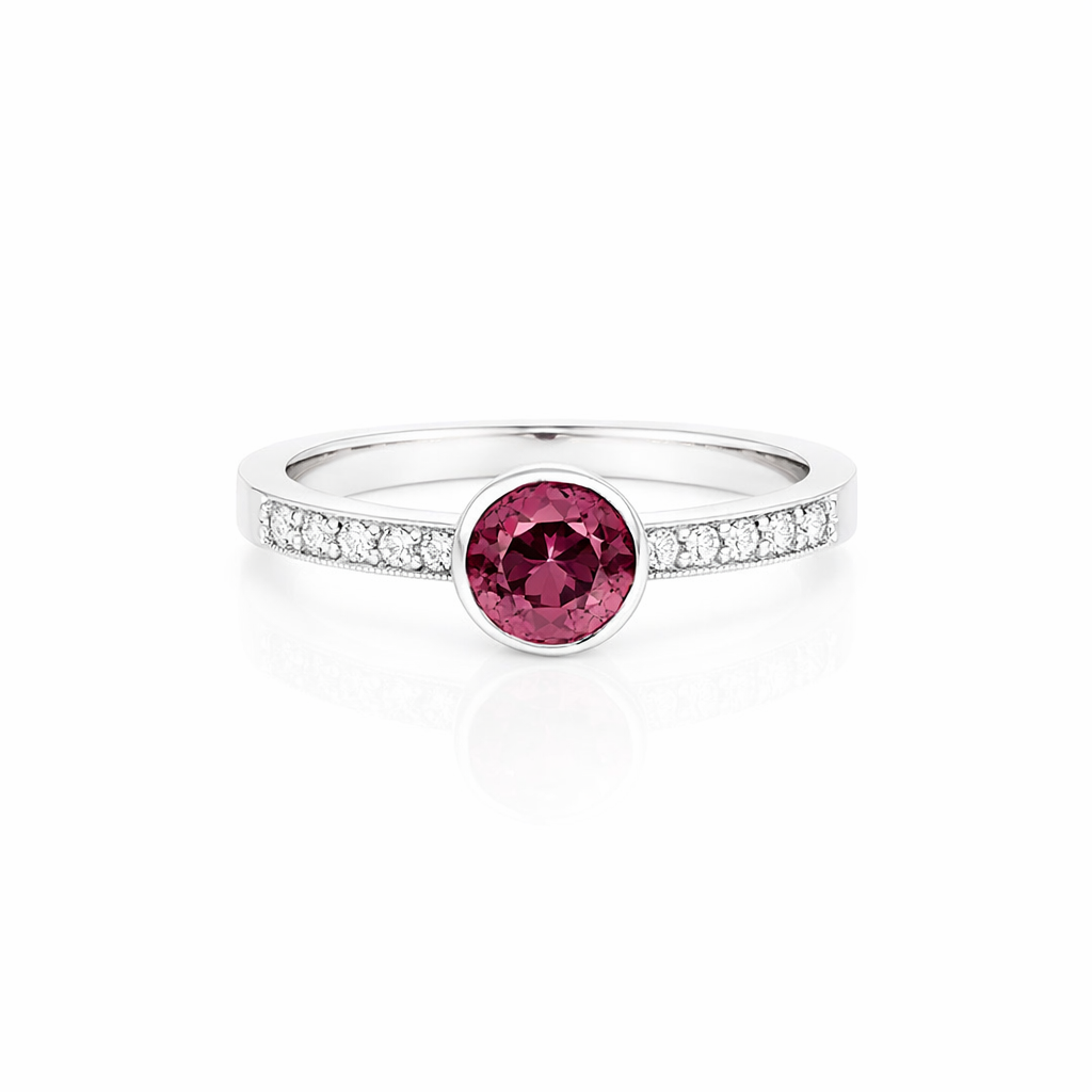 Tourmaline &amp; Diamond Ring In 18K White Gold