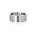 Ring | Men's Satin Stainless Steel Ring &amp; Pyrite Detail
