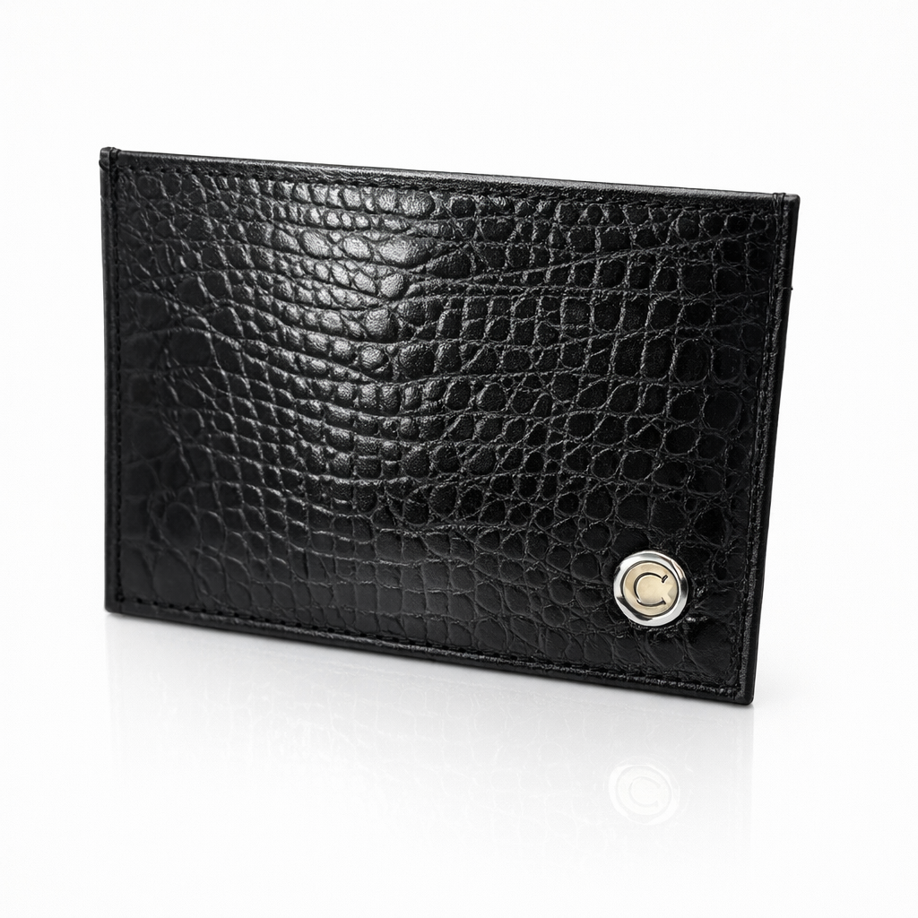 Card Wallet In Black Leather