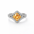Apricot Cubic Ring In Sterling Silver