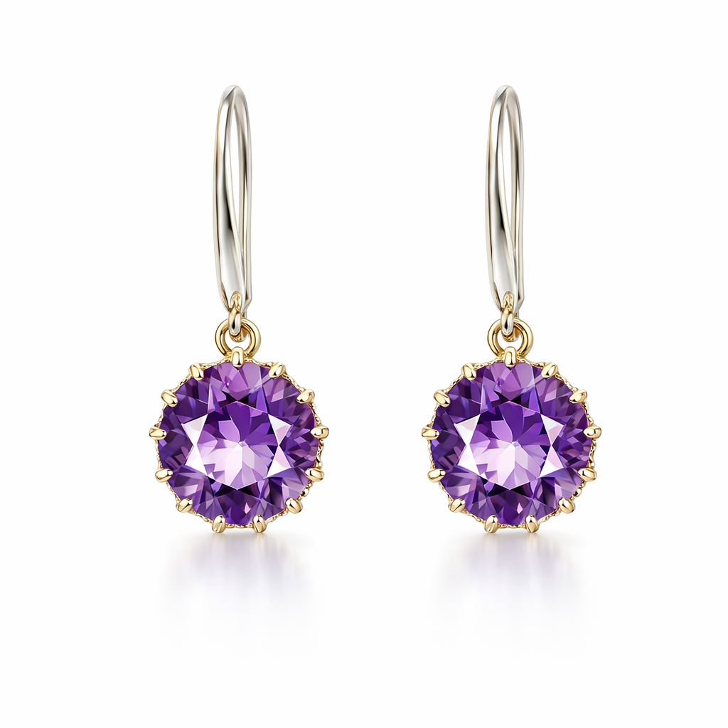 Earrings Silver Amethyst Drops