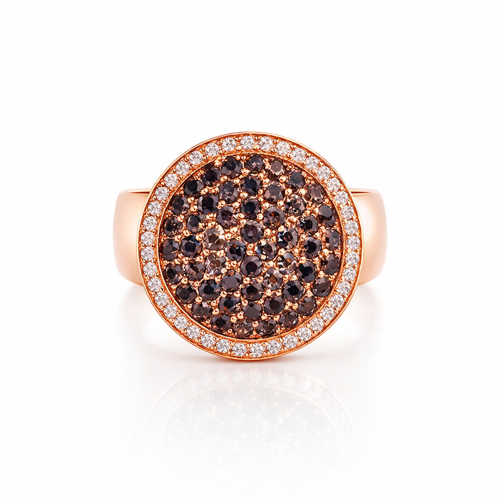 Pave Spinel And Diamond Coin Ring In 18K