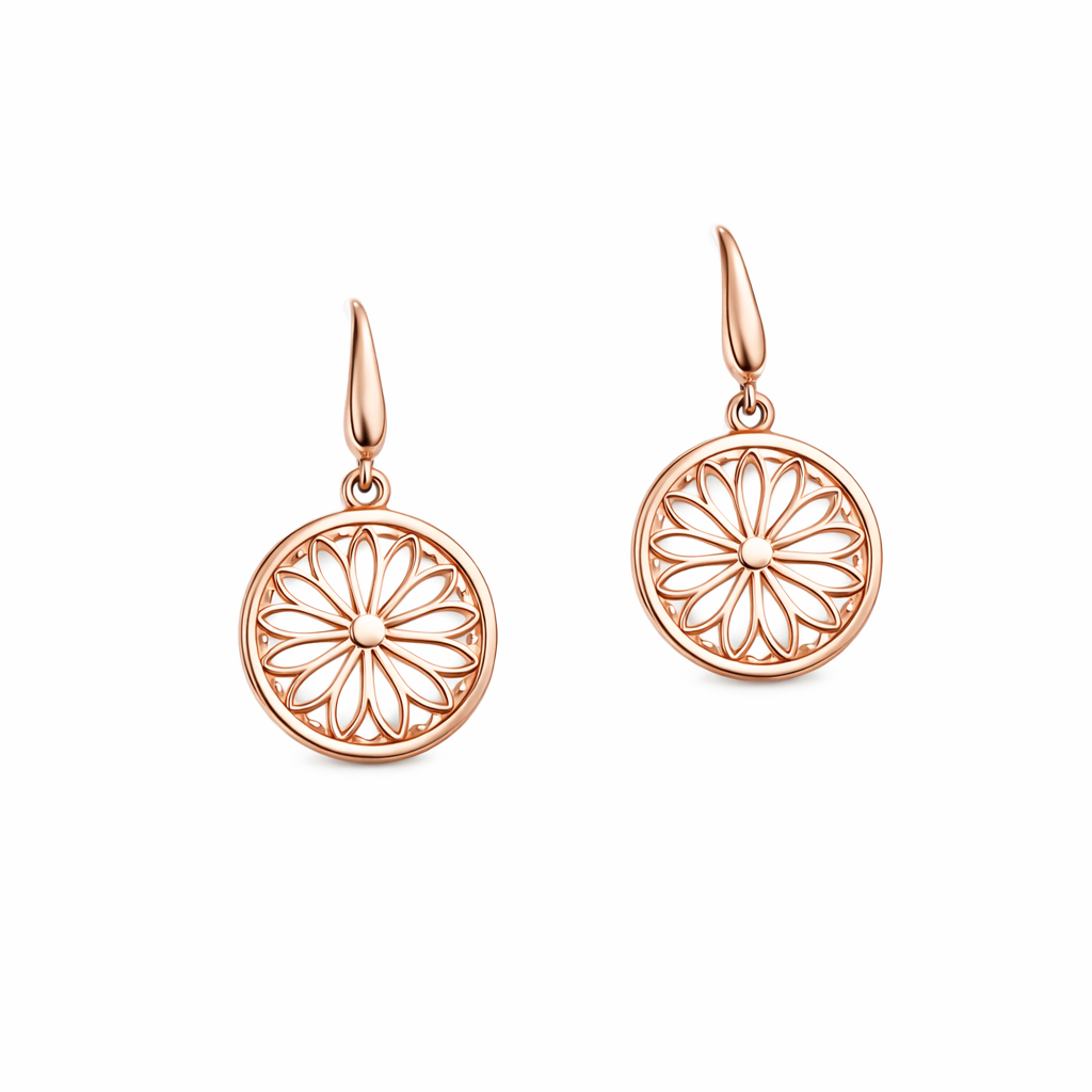 Pierced Disc Earrings In 9K Rose Gold
