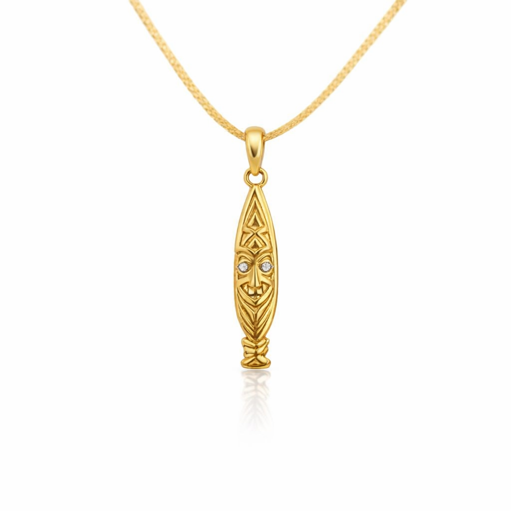 Sepik Mask Pendant In 18ct Yellow Gold