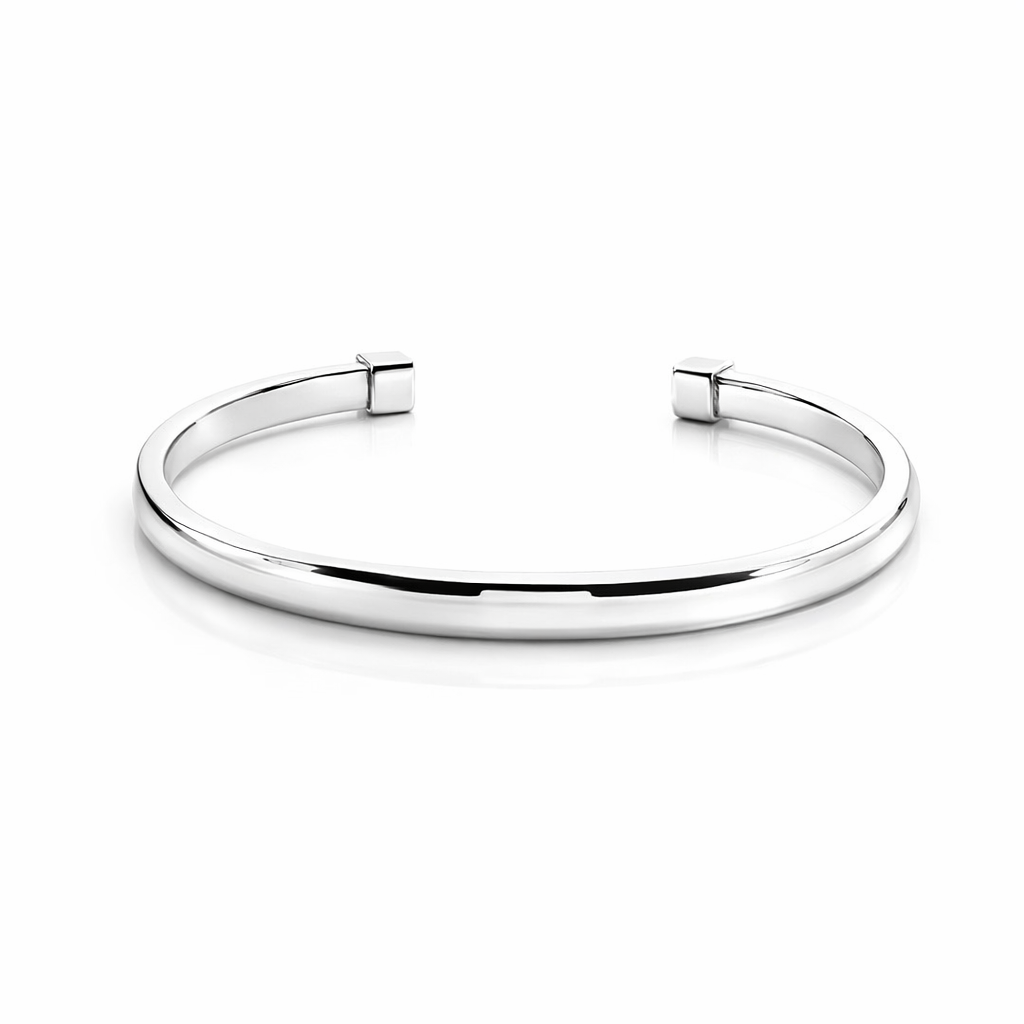 Sleek Sophistication: Men's Cube End Silver Cuff
