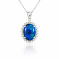Opal Pendant | Triplet In Silver With CZ Halo