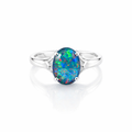 Silver Triplet Opal Ring With Multi Colours