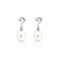 Pearl With Twist Stud Earrings In Sterling Silver