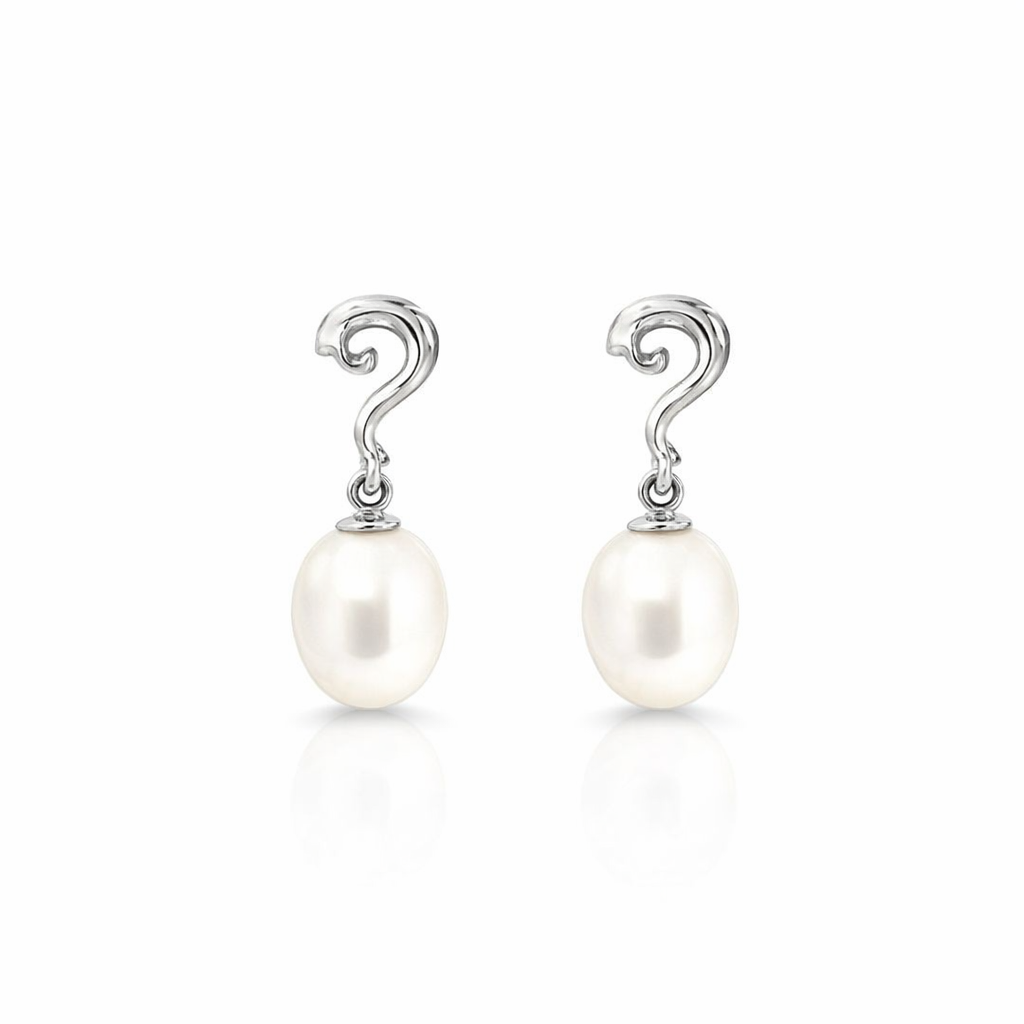 Pearl With Twist Stud Earrings In Sterling Silver