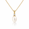 Fresh Water Pearl And Diamond Pendant In 18K Yellow Gold