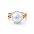South Sea Pearl With Twisted Diamond Band In 18K
