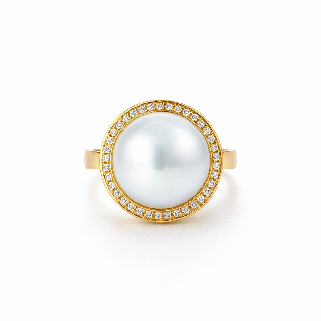 South Sea Pearl And Diamond Ring | 18K