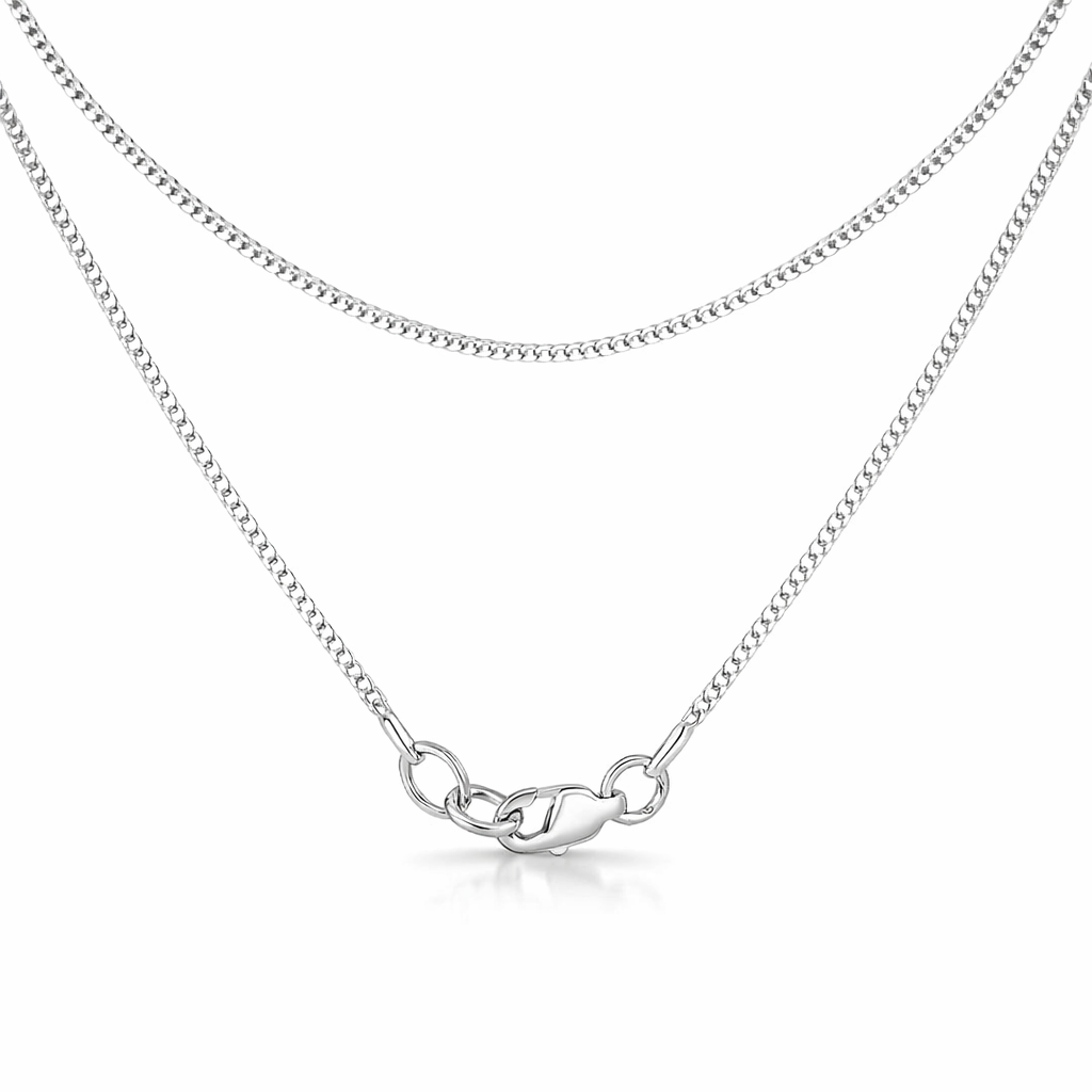 Curb Necklace In 9K White Gold 40cm