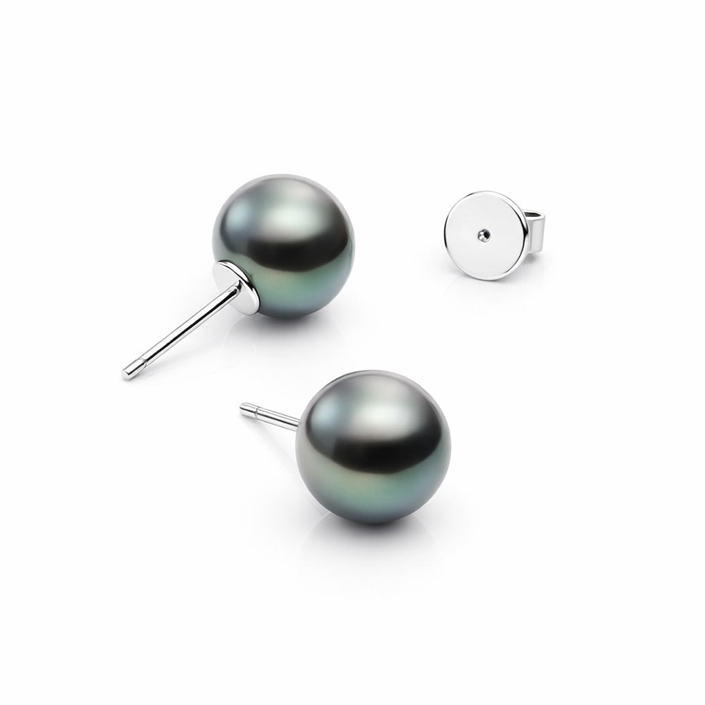 Tahitian Pearl Stud Earrings Set in 14K