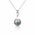 Tahitian Pearl &amp; Pave Diamond Pendant In 18K