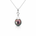 Tahitian Pearl &amp; Diamond Pendant In 18K White Gold