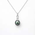 Inky Tahitian Pearl Pendant With Diamond Detail Bail 18K