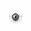 Tahitian Pearl &amp; Diamond Ring In 14K White Gold