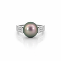 Tahitian Pearl &amp; Diamond Ring In 14K White Gold