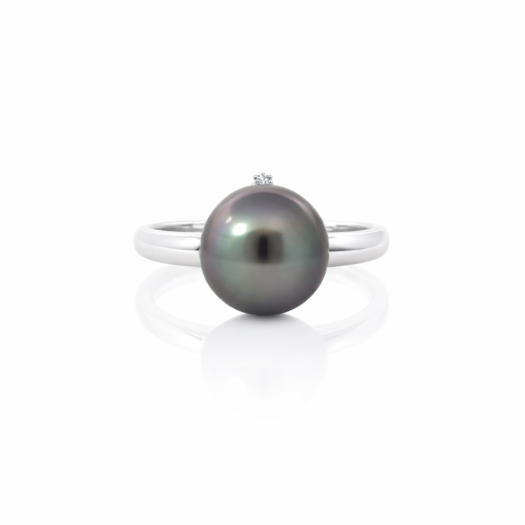 Tahitian Pearl &amp; Diamond Ring | 18K Gold