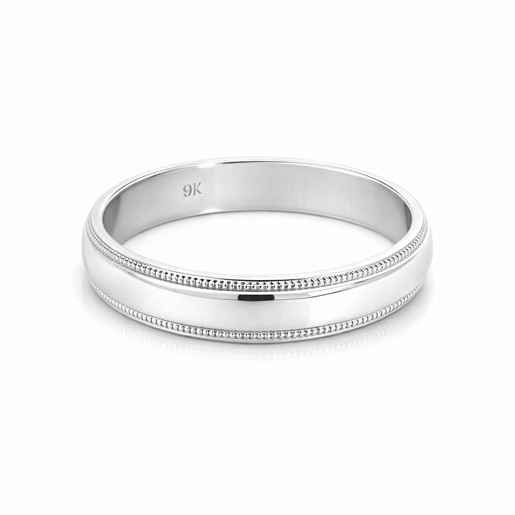 Wedding Ring With Millegrain Edging | 9K
