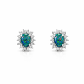 Triplet Opal &amp; Cubic Zirconia Stud Earrings In Silver
