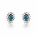 Triplet Opal &amp; Cubic Zirconia Earrings In Sterling Silver