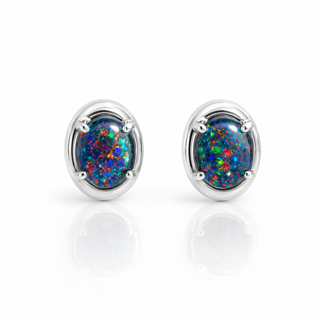 Opal Earrings | Triplets In Sterling Silver