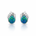 Triplet Opal With CZ Earrings In Sterling Silver