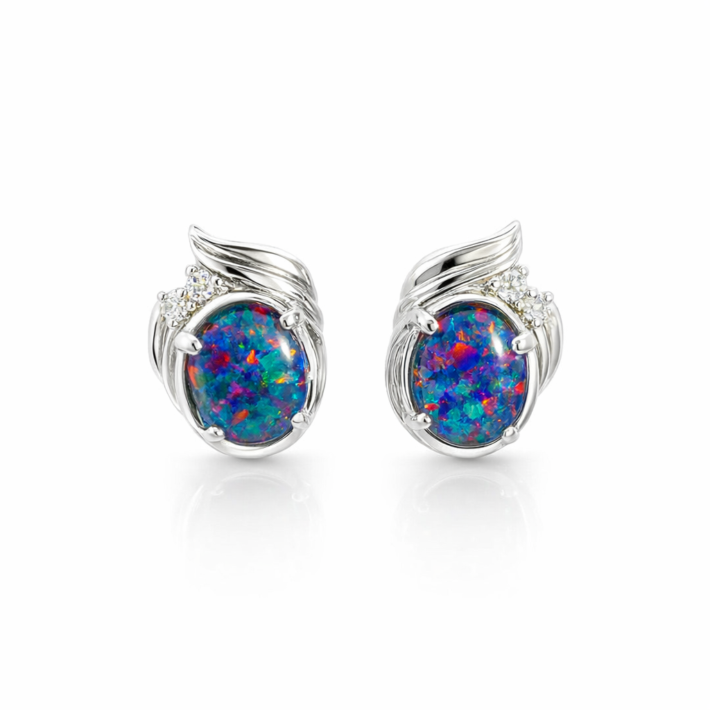 Opal Earrings | Triplets In Sterling Silver