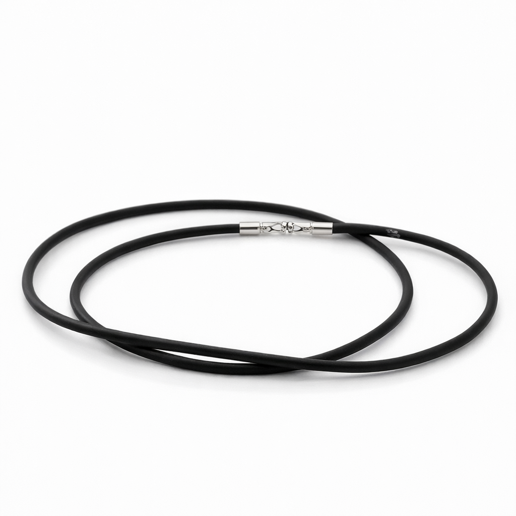 Neoprene Cord 2mm With Riveted Silver Clasp