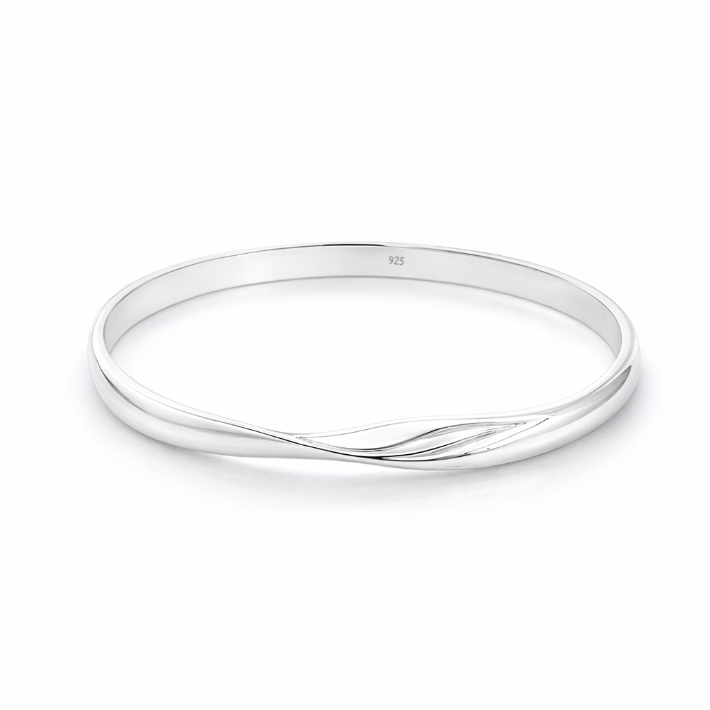 Silver Infinity Bangle With Twist