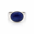 Silver Oval Bezel Set Lapis Lazuli Ring