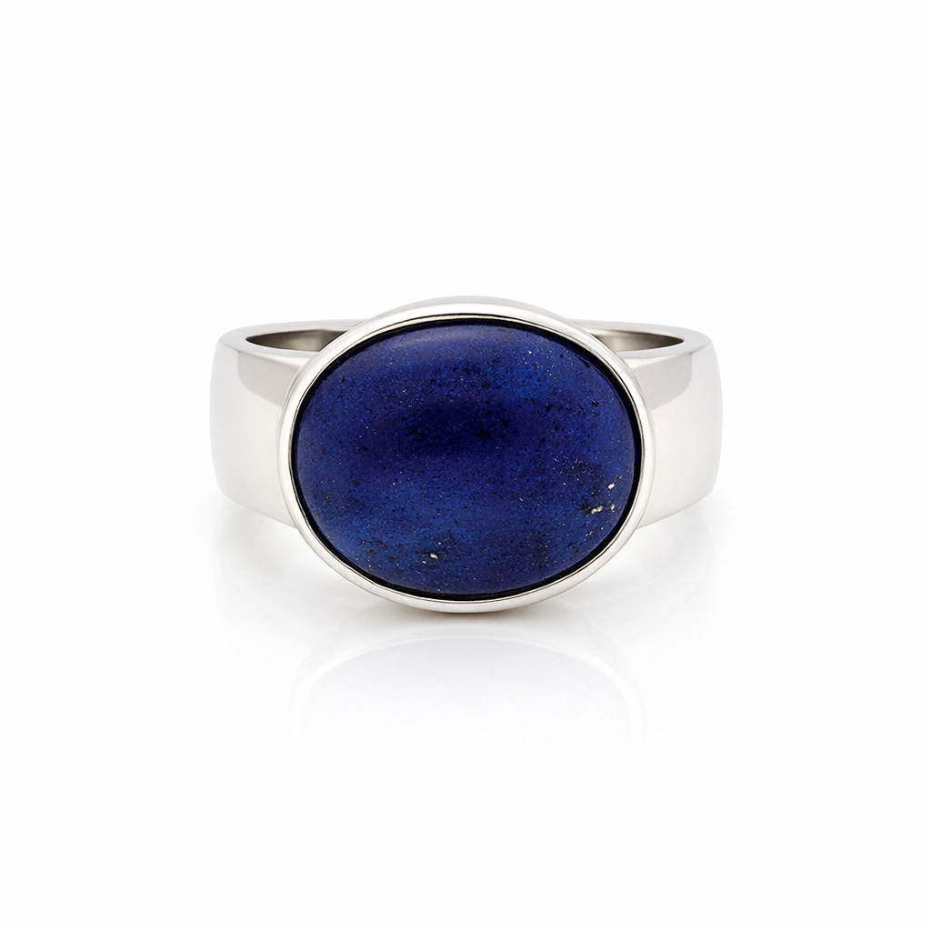 Silver Oval Bezel Set Lapis Lazuli Ring