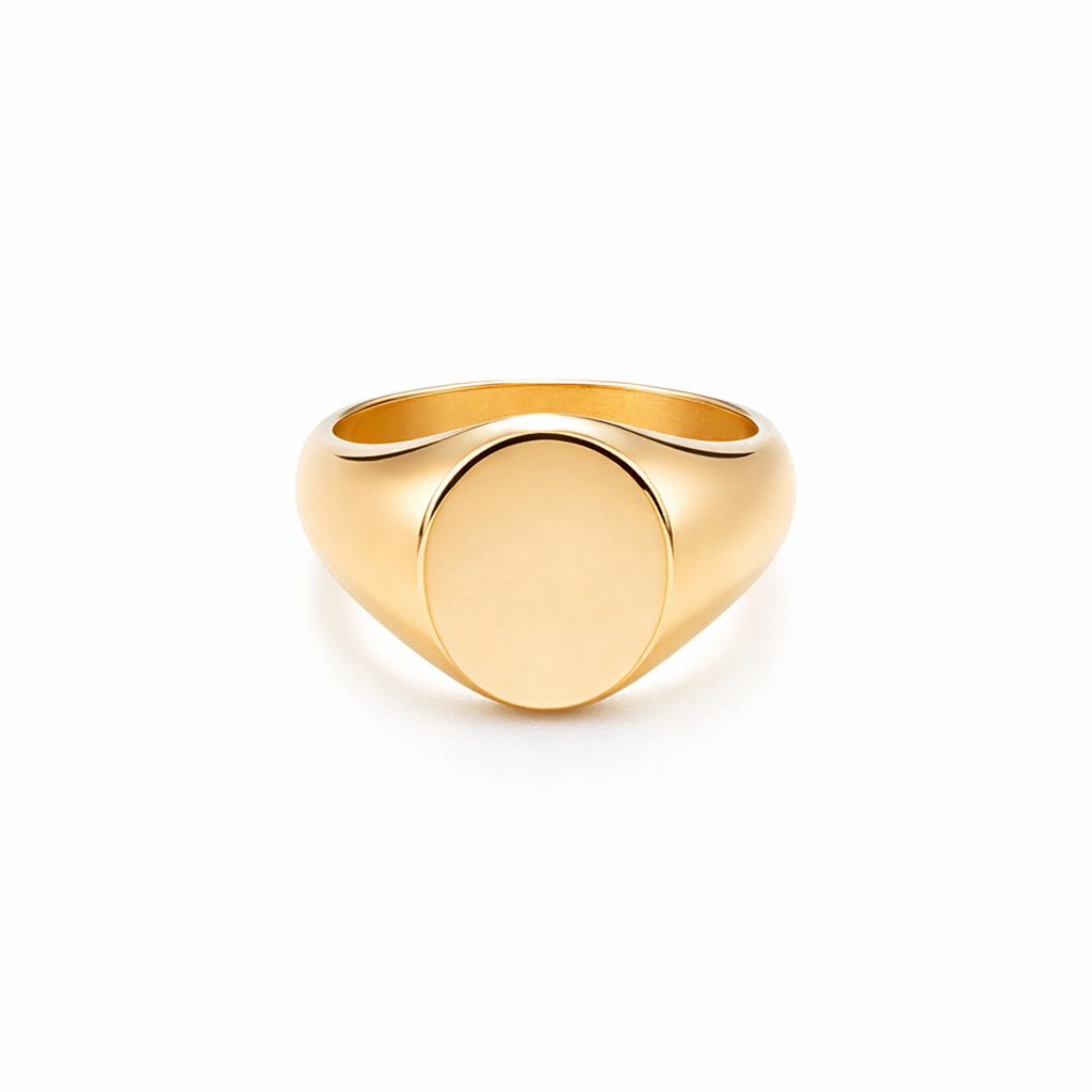 Oval Signet Ring In 18k Yellow Gold
