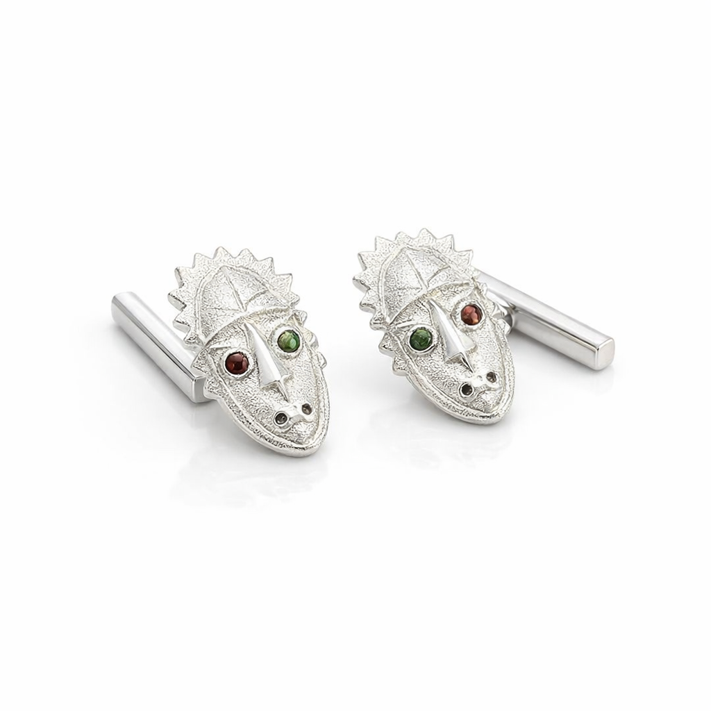 Men's Tribal Mask Cufflinks Inspired by PNG