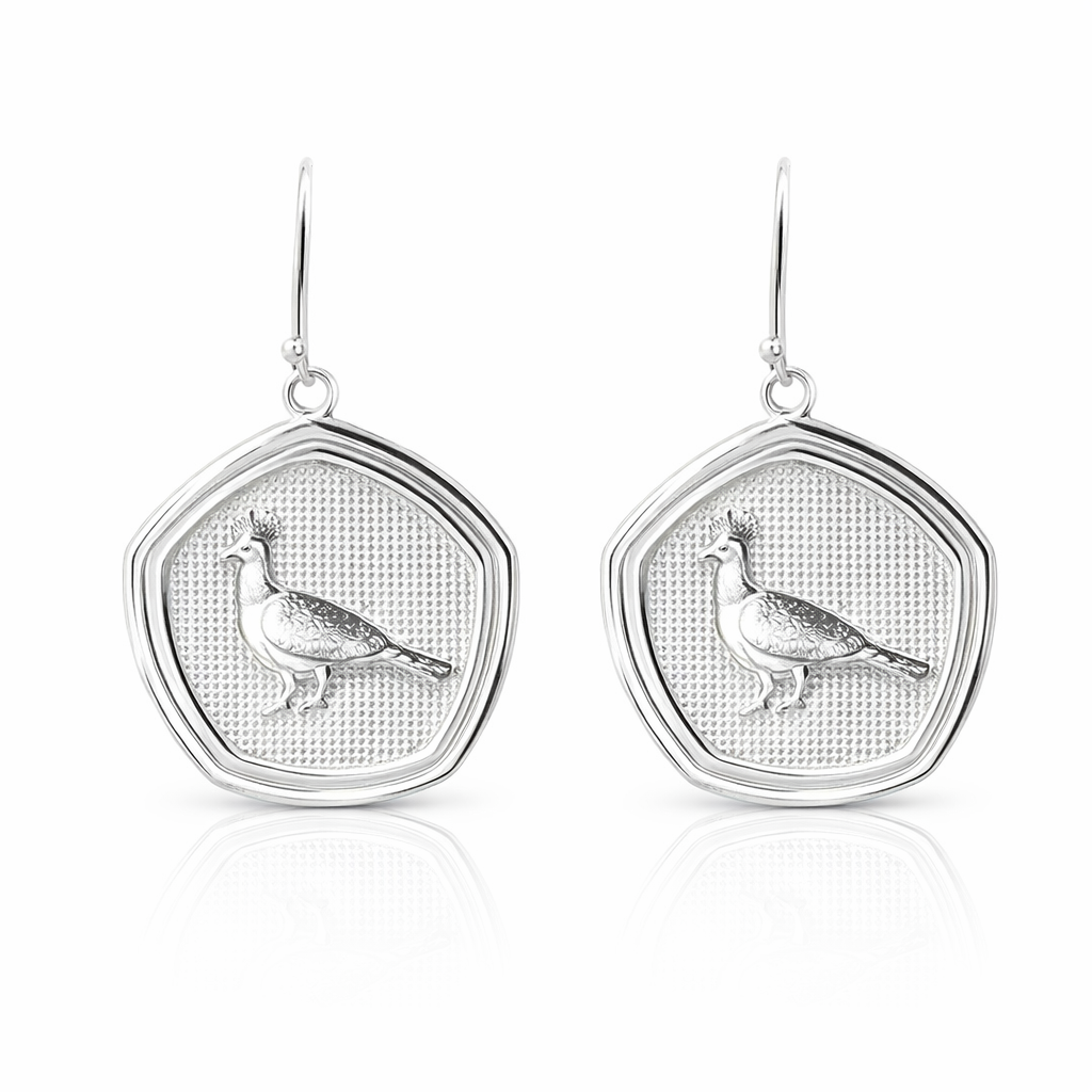 Crowned Victoria Guria Pigeon  Earrings In Silver