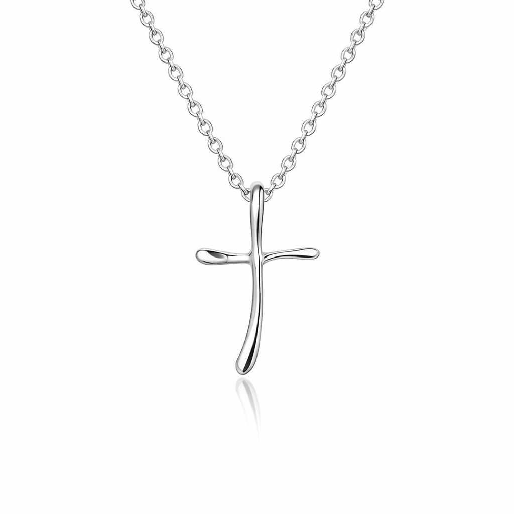 Organic Cross Pendant In Sterling Silver