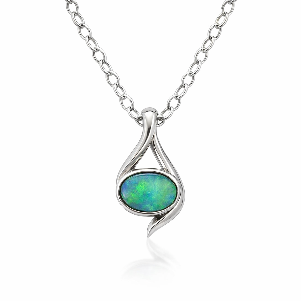 Gem Quality Black Opal Pendant In 18K