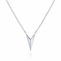 Pendant With V Design And Necklace In Silver