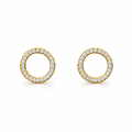 Circle Of Cubic Zirconias Earrings In Gold Plated Silver