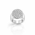Pave Diamond Coin Ring In 18ct Gold