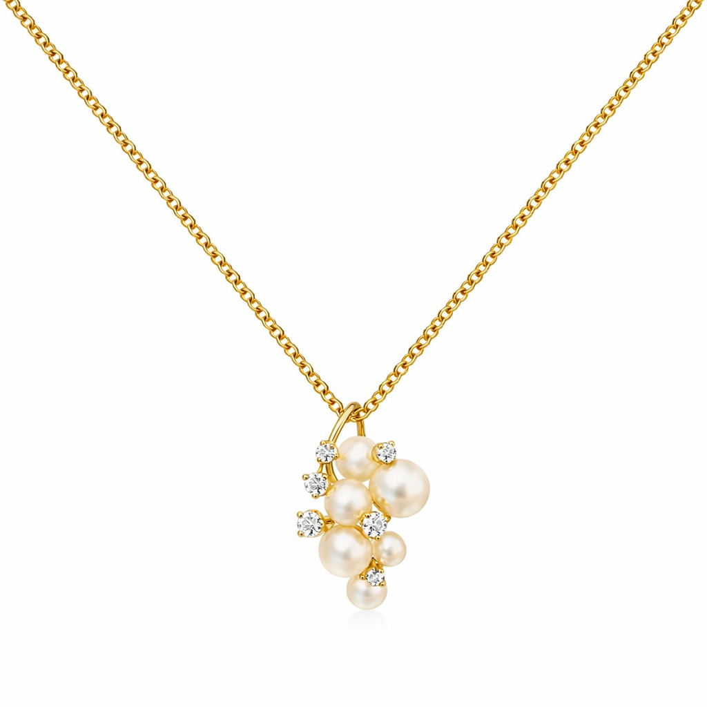 Akoya Pearl Pendant With Diamonds 18K Gold