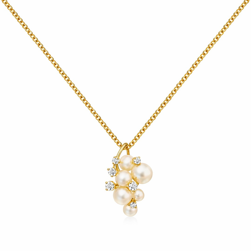 Akoya Pearl Pendant With Diamonds 18K Gold