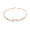 Freshwater Pearl Necklace With Green Amethyst Beads