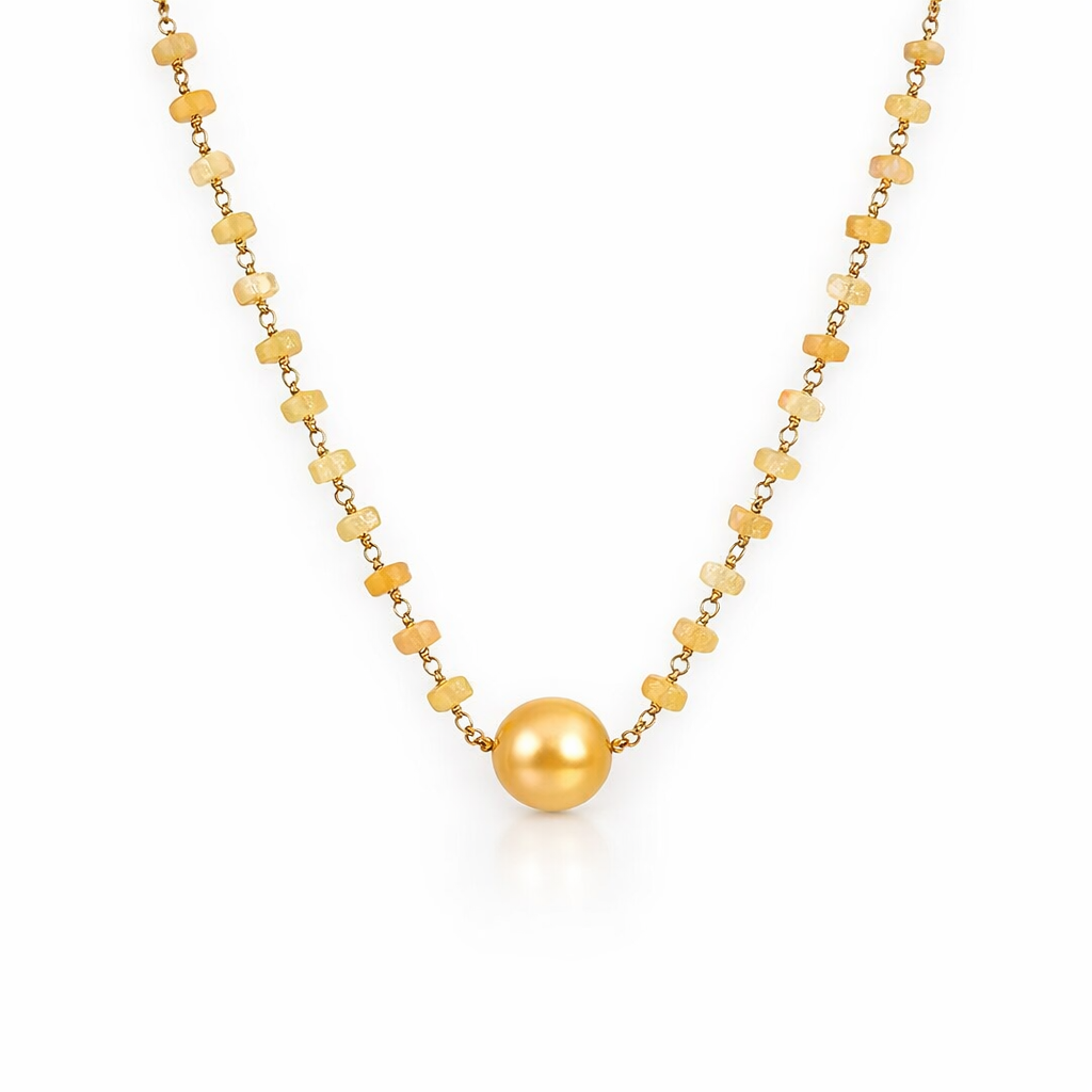 Welo Opals &amp; South Sea Pearl Necklace 18ct
