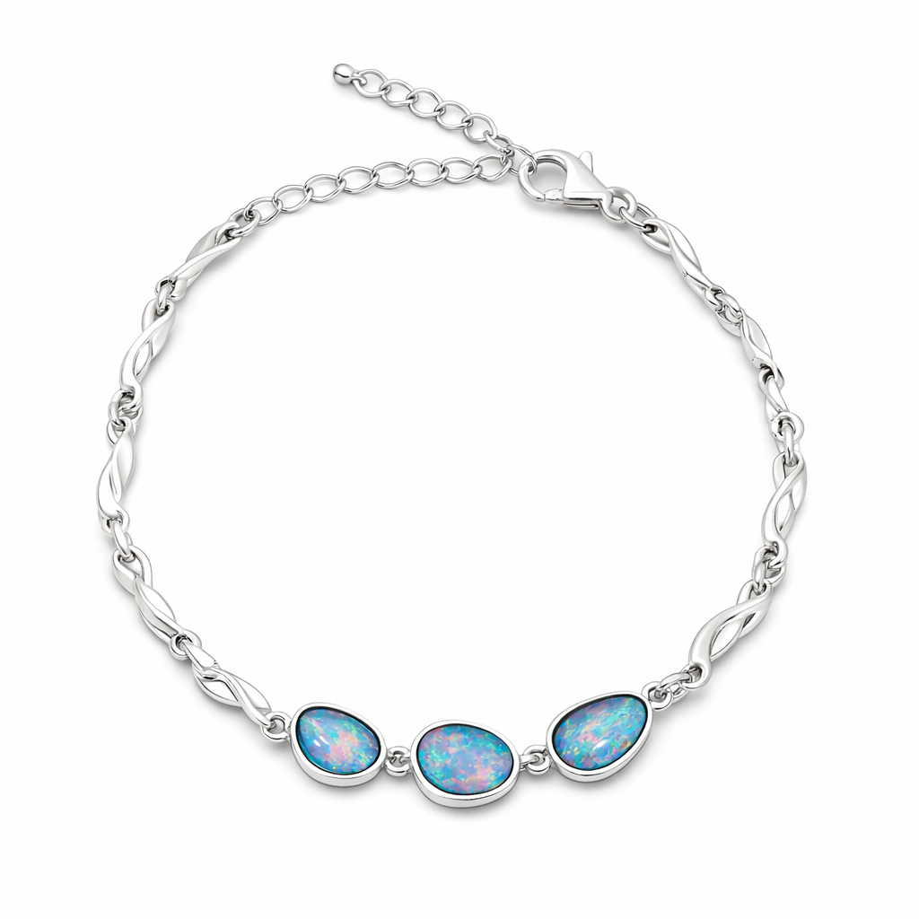 Aussie Doublet Opal Bracelet In Sterling Silver