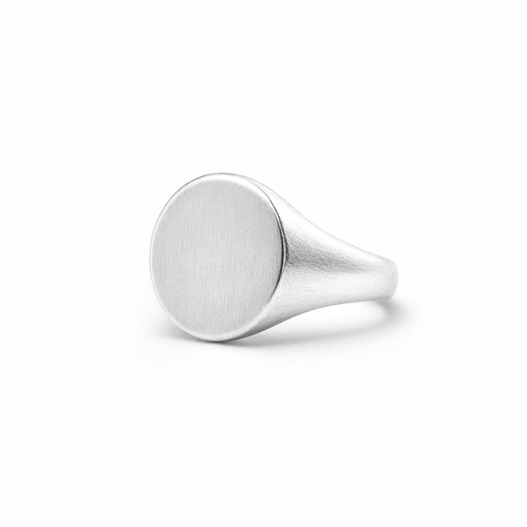 Signet Ring In Sterling Silver With Brushed Finish