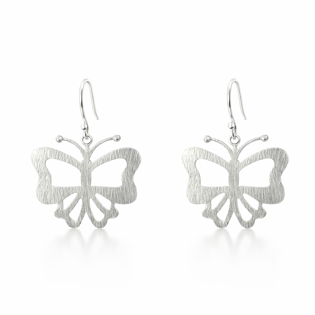 Matte Finished Butterfly Earrings On Hooks