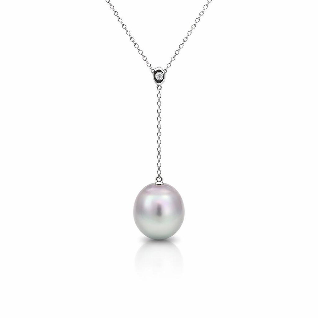 Tahitian Pearl Drop Pendant With Diamond